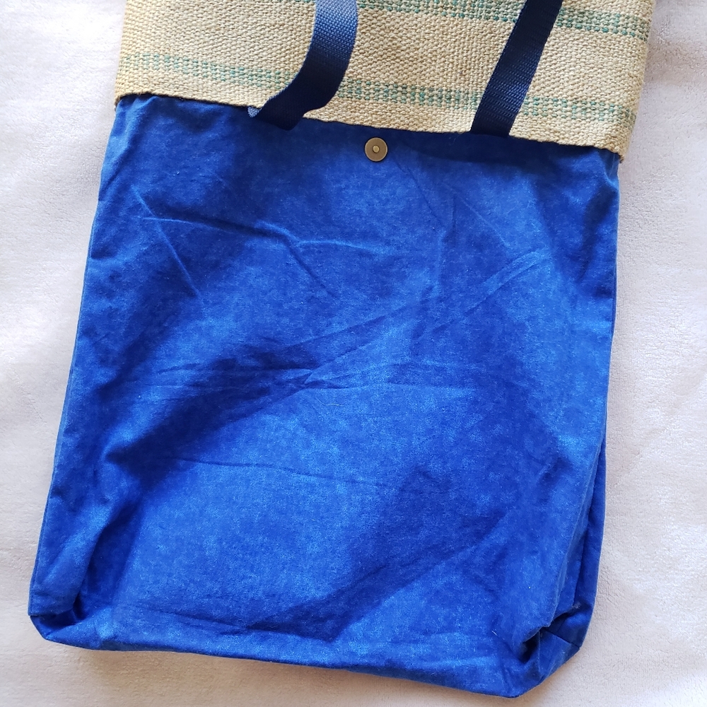 Handmade Tropical Leaf Parrot Print Burlap Fabric Shoulder Bag - Picture 5 of 5